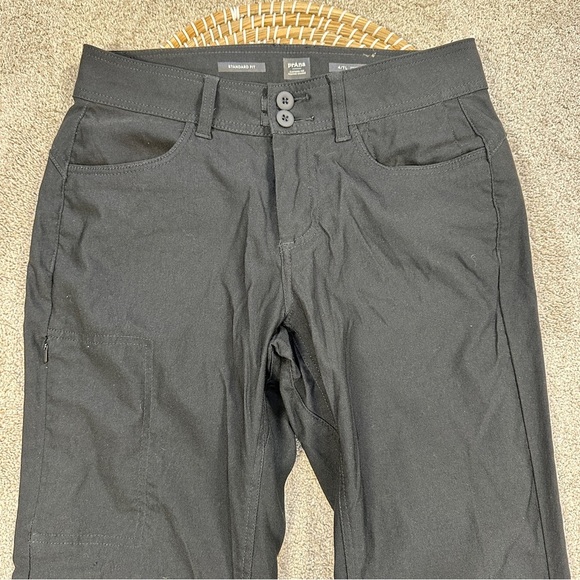 Prana Halle II Pants Mid Rise Hem Roll Up UPF 50+ Outdoor Hiking in Black 4 Tall - Picture 3 of 16